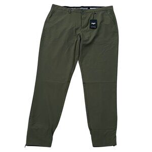 Mens Waggle Greenside Jogger Pants 36x32 Olive Elastic Cuff Ankle Zip New